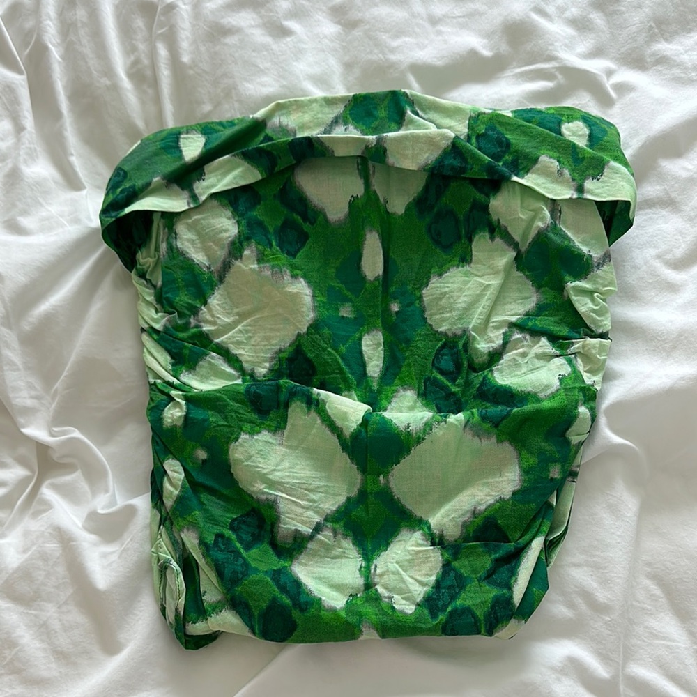 Green and White Patterned Top